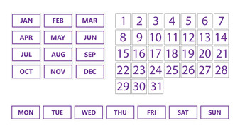 Purple Inverted Whiteboard Calendar Date Magnets For Office and Home Use