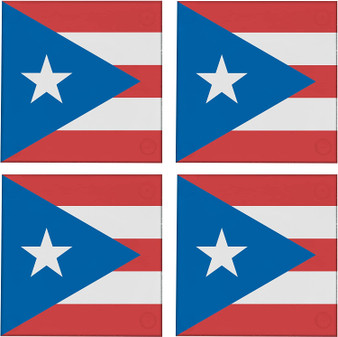 Puerto Rico Flag 3.5" Square Glass Coasters by DCM Solutions