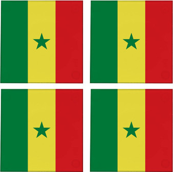 Senegal Flag 3.5" Square Glass Coasters by DCM Solutions