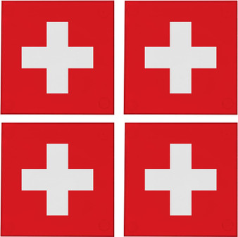 Switzerland Flag 3.5" Square Glass Coasters by DCM Solutions