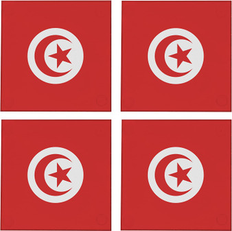 Tunisia Flag 3.5" Square Glass Coasters by DCM Solutions