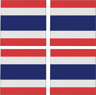 Thailand Flag 3.5" Square Glass Coasters by DCM Solutions