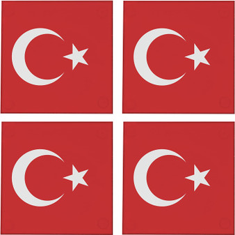 Turkey Flag 3.5" Square Glass Coasters by DCM Solutions