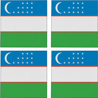 Uzbekistan Flag 3.5" Square Glass Coasters by DCM Solutions