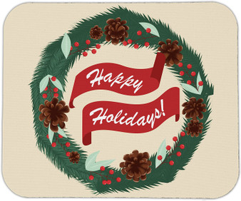 Happy Holidays Wreath Mouse Pad