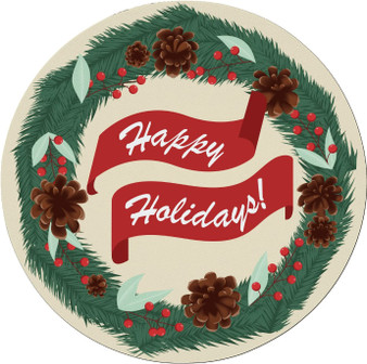 Happy Holidays Wreath 7.5" Circular Mouse Pad