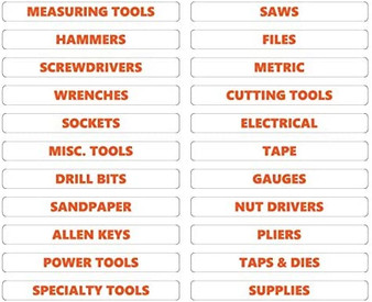 Burnt Orange Inverted Toolbox Organizational Sticker Rounded Labels Basic Set