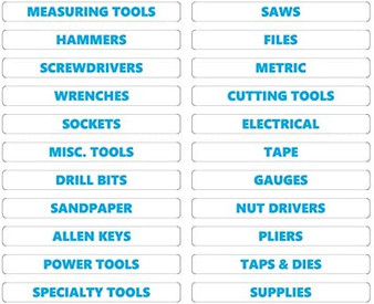 Cyan Inverted Toolbox Organizational Sticker Rounded Labels Basic Set