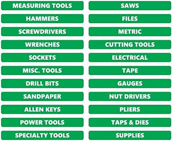 Green Toolbox Organizational Sticker Rounded Labels Basic Set