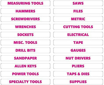 Pink Inverted Toolbox Organizational Sticker Rounded Labels Basic Set