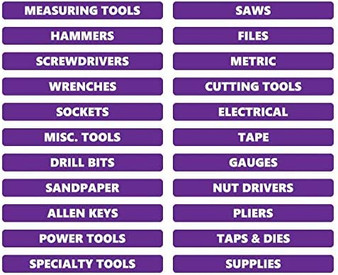 Purple Toolbox Organizational Sticker Rounded Labels Basic Set