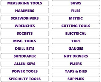 Purple Inverted Toolbox Organizational Sticker Rounded Labels Basic Set