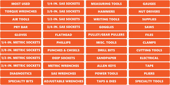 Burnt Orange Toolbox Organizational Sticker Rounded Labels Advanced Set