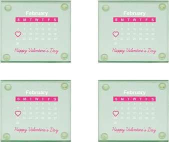 Valentines Day 3.5" Square Glass Coasters