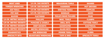 Toolbox Organizational Magnetic Labels Advanced Set Burnt Orange