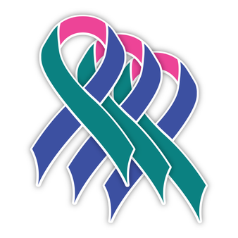 Thyroid Cancer (Teal/Pink/Blue) - 3 Pack Stickers