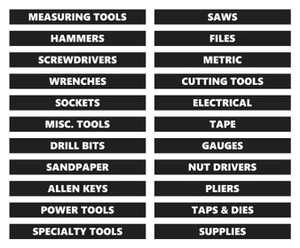 Black Tool Box Label Organizational Magnets By DCM Solutions