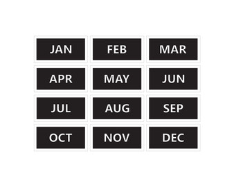 Black Calendar Month Magnets For Whiteboards By DCM Solutions