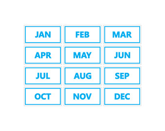 Cyan Inverted Calendar Month Magnets For Whiteboards By DCM Solutions