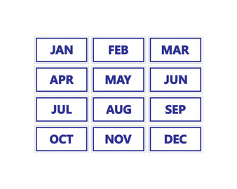 Blue Inverted Calendar Month Magnets For Whiteboards By DCM Solutions