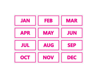 Pink Inverted Calendar Month Magnets For Whiteboards By DCM Solutions