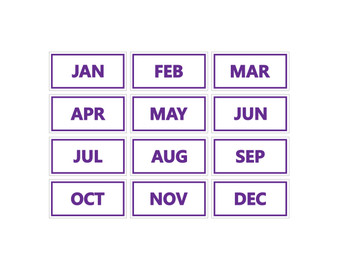 Purple Inverted Calendar Month Magnets For Whiteboards By DCM Solutions