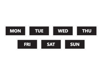 Black Days of The Week Calendar Magnets For Whiteboard By DCM Solutions