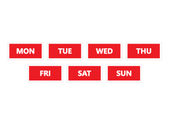 Red Days of The Week Calendar Magnets For Whiteboard By DCM Solutions