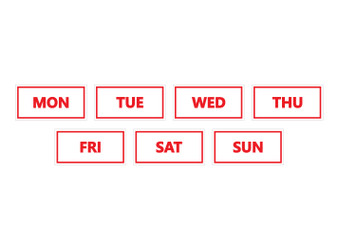 Red Inverted Days of The Week Calendar Magnets For Whiteboard By DCM Solutions