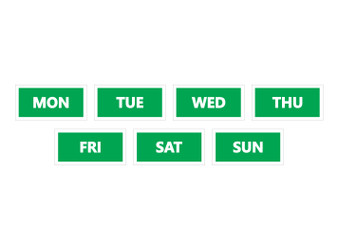 Green Days of The Week Calendar Magnets For Whiteboard By DCM Solutions