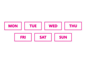 Pink Inverted Days of The Week Calendar Magnets For Whiteboard By DCM Solutions