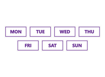 Purple Inverted Days of The Week Calendar Magnets For Whiteboard By DCM Solutions