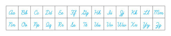 Copy of Cyan Inverted Cursive Alphabet Letters (Upper and Lower Case)