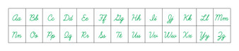 Green Inverted Cursive Alphabet Letters (Upper and Lower Case)