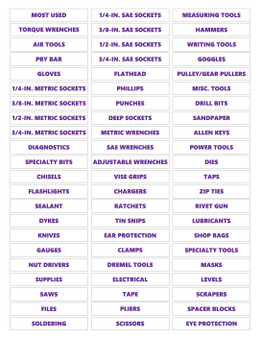 Purple Inverted Ultimate Toolbox Magnetic Labels by DCM Solutions