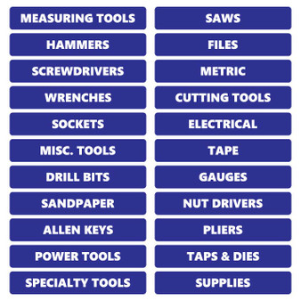 Blue Rounded Tool Box Magnetic Labels by DCM  Solutions