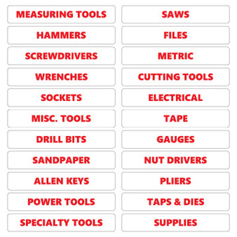 Red Inverted Rounded Tool Box Magnetic Labels by DCM  Solutions