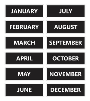 Black Calendar Month Magnets Non Abbreviated For Whiteboards by DCM Solutions