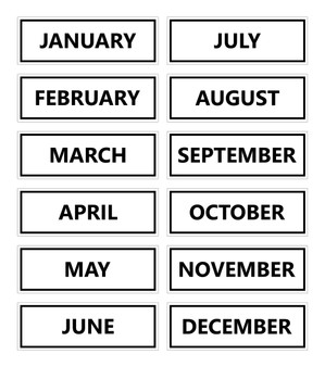 Black Inverted Calendar Month Magnets Non Abbreviated For Whiteboards by DCM Solutions