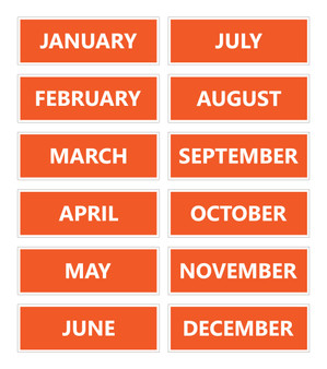 Burnt Orange Calendar Month Magnets Non Abbreviated For Whiteboards by DCM Solutions