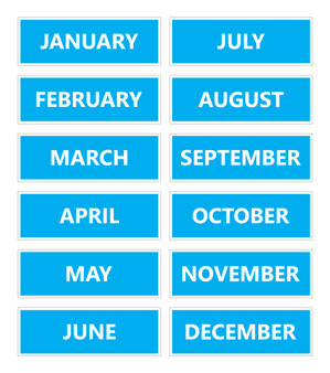 Cyan Calendar Month Magnets Non Abbreviated For Whiteboards by DCM Solutions