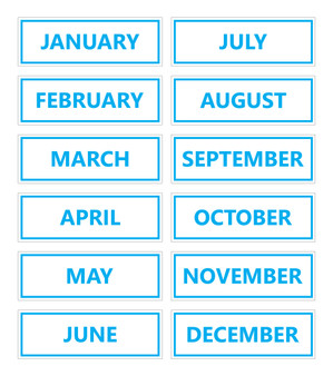 Cyan Inverted Calendar Month Magnets Non Abbreviated For Whiteboards by DCM Solutions