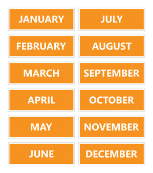 Orange Calendar Month Magnets Non Abbreviated For Whiteboards by DCM Solutions