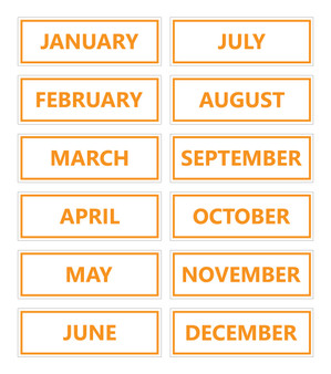 Orange Inverted Calendar Month Magnets Non Abbreviated For Whiteboards by DCM Solutions