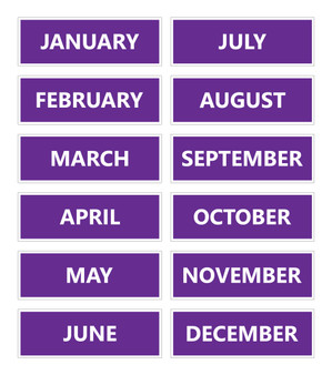 Purple Calendar Month Magnets Non Abbreviated For Whiteboards by DCM Solutions