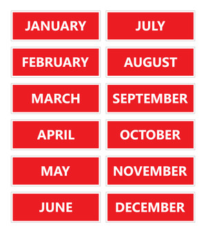 Red Calendar Month Magnets Non Abbreviated For Whiteboards by DCM Solutions