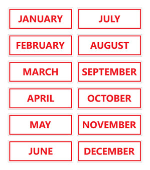 Red Inverted Calendar Month Magnets Non Abbreviated For Whiteboards by DCM Solutions