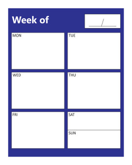 Blue With White Text Weekly Business Organizer Dry Erase Magnet by DCM Solutions