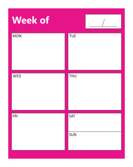 Pink With White Text Weekly Business Organizer Dry Erase Magnet by DCM Solutions