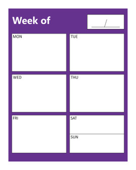 Purple With White Text Weekly Business Organizer Dry Erase Magnet by DCM Solutions